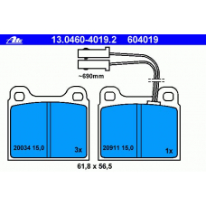 13.0460-4019.2 ATE Комплект тормозных колодок, дисковый тормоз