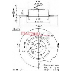 14079 V METZGER Тормозной диск