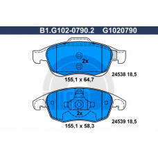 B1.G102-0790.2 GALFER Комплект тормозных колодок, дисковый тормоз