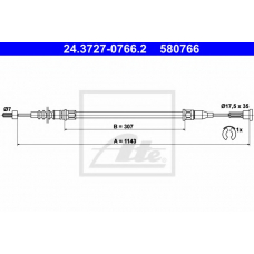 24.3727-0766.2 ATE Трос, стояночная тормозная система