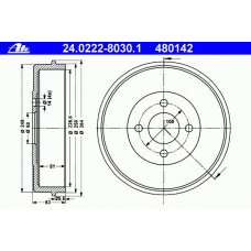 24.0222-8030.1 ATE Тормозной барабан