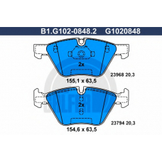 B1.G102-0848.2 GALFER Комплект тормозных колодок, дисковый тормоз