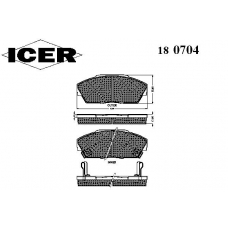 180704 ICER Комплект тормозных колодок, дисковый тормоз