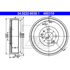 24.0222-8038.1 ATE Тормозной барабан
