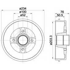 8DT 355 301-401 HELLA PAGID Тормозной барабан