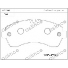 KD7547 ASIMCO Комплект тормозных колодок, дисковый тормоз