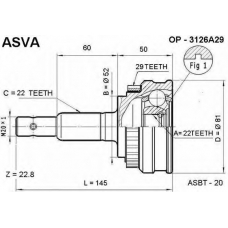 OP-3126A29 ASVA Шарнирный комплект, приводной вал