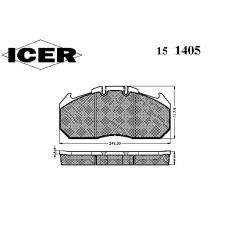 151405 ICER Комплект тормозных колодок, дисковый тормоз