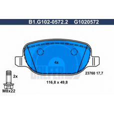 B1.G102-0572.2 GALFER Комплект тормозных колодок, дисковый тормоз