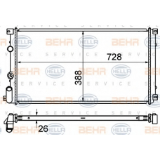 8MK 376 700-654 HELLA Радиатор, охлаждение двигателя