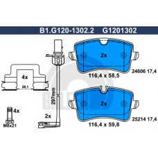B1.G120-1302.2 GALFER Комплект тормозных колодок, дисковый тормоз