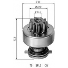 940113020114 MAGNETI MARELLI Ведущая шестерня, стартер