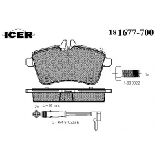 181677-700 ICER Комплект тормозных колодок, дисковый тормоз
