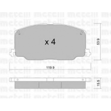 22-0067-0 METELLI Комплект тормозных колодок, дисковый тормоз