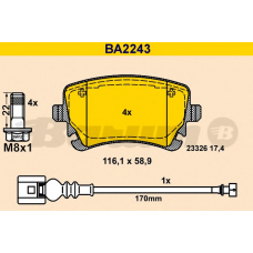 BA2243 BARUM Комплект тормозных колодок, дисковый тормоз