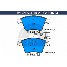 B1.G102-0704.2 GALFER Комплект тормозных колодок, дисковый тормоз