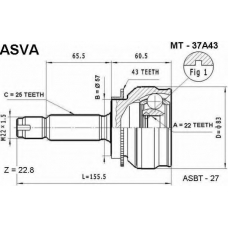 MT-37A43 ASVA Шарнирный комплект, приводной вал