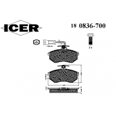 180836-700 ICER Комплект тормозных колодок, дисковый тормоз