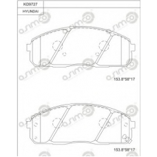 KD9727 ASIMCO Комплект тормозных колодок, дисковый тормоз