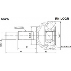 RN-LOGR ASVA Шарнирный комплект, приводной вал