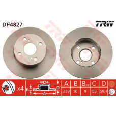 DF4827 TRW Тормозной диск