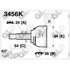 3456K GLO Шарнирный комплект, приводной вал