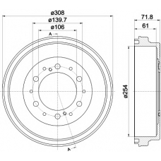 8DT 355 302-421 HELLA PAGID Тормозной барабан