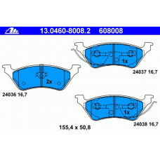 13.0460-8008.2 ATE Комплект тормозных колодок, дисковый тормоз