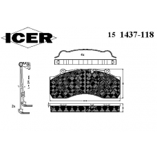 151437-118 ICER Комплект тормозных колодок, дисковый тормоз