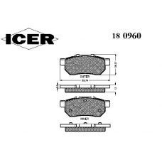 180960 ICER Комплект тормозных колодок, дисковый тормоз