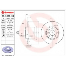 08.5086.34 BREMBO Тормозной диск