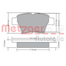 1170198 METZGER Комплект тормозных колодок, дисковый тормоз