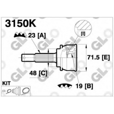 3150K GLO Шарнирный комплект, приводной вал