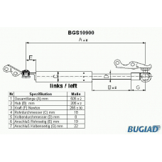 BGS10900 BUGIAD Газовая пружина, крышка багажник