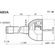 TY-06 ASVA Шарнирный комплект, приводной вал