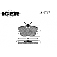 180767 ICER Комплект тормозных колодок, дисковый тормоз