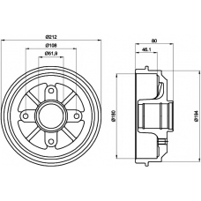 8DT 355 301-281 HELLA PAGID Тормозной барабан