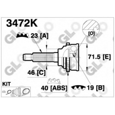 3472K GLO Шарнирный комплект, приводной вал