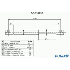 BGS10752 BUGIAD Газовая пружина, крышка багажник