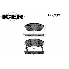 180797 ICER Комплект тормозных колодок, дисковый тормоз