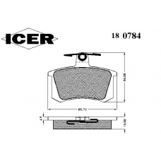 180784 ICER Комплект тормозных колодок, дисковый тормоз