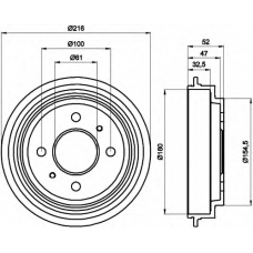 8DT 355 301-471 HELLA Тормозной барабан