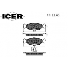 181143 ICER Комплект тормозных колодок, дисковый тормоз