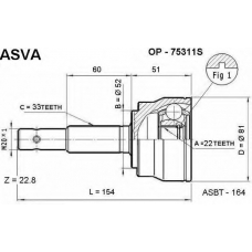 OP-75311S ASVA Шарнирный комплект, приводной вал