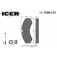 141208-123 ICER Комплект тормозных колодок, дисковый тормоз