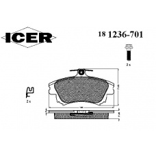 181236-701 ICER Комплект тормозных колодок, дисковый тормоз