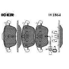 181864 ICER Комплект тормозных колодок, дисковый тормоз