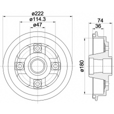 8DT 355 301-381 HELLA PAGID Тормозной барабан