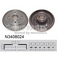 N3408024 NIPPARTS Тормозной барабан