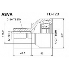 FD-F2B ASVA Шарнирный комплект, приводной вал